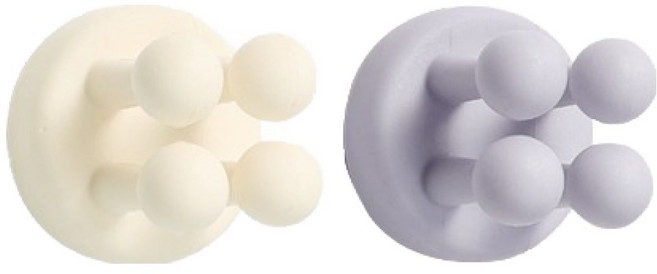 뉴앤룩 무타공 실리콘 칫솔 다용도 홀더 2종 세트, 화이트, 퍼플, 1세트