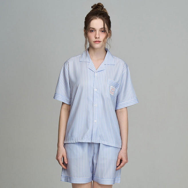 HUWA 여성용 루네 반팔 잠옷 상하복 세트