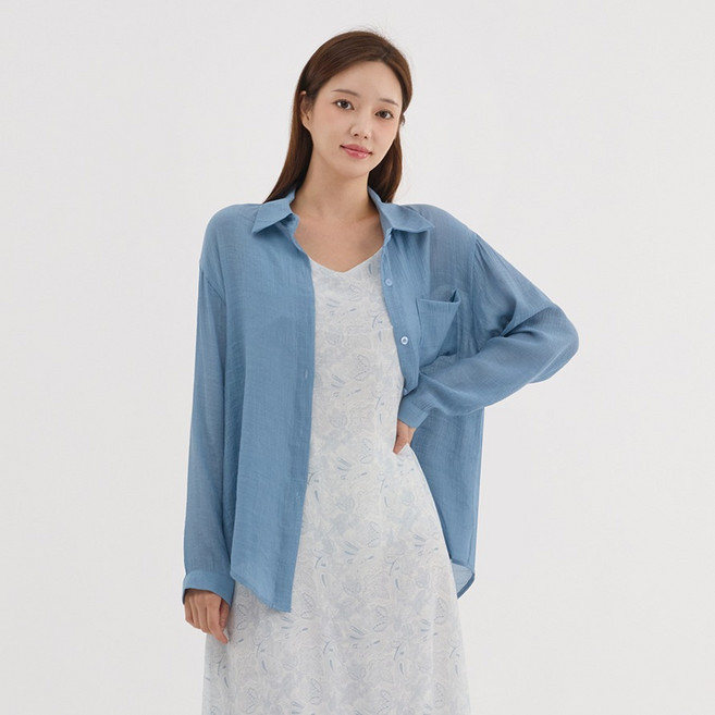 엘쏘 루즈핏 셔츠 + 페이즐리 패턴 끈 나시 원피스 투피스 세트