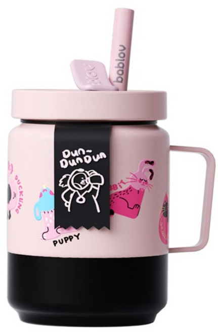 bablov 花伴森 316老幹部吸管保溫杯, 吨吨哈水, 1個, 650ml