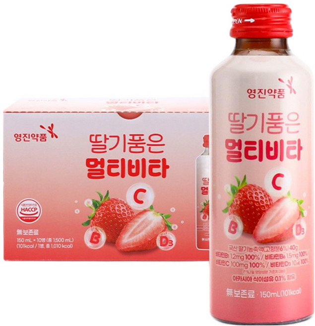 YUNGJIN PHARM 蘊含草莓的綜合維他命C 維他命B 液體日常保健飲品, 10個, 150ml
