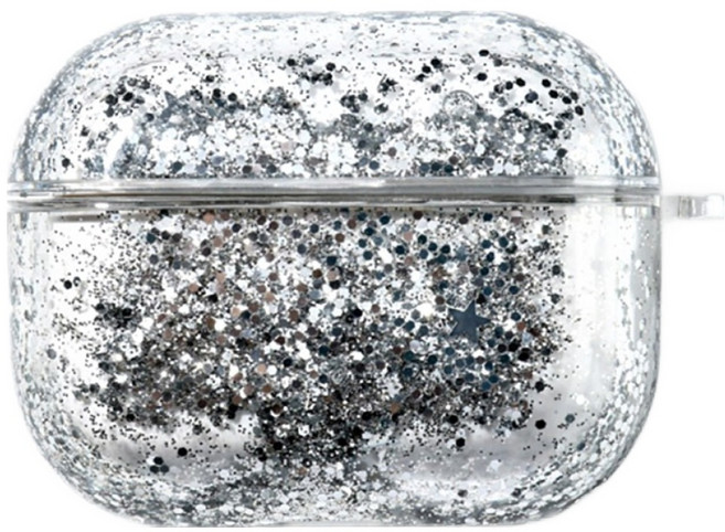디노로웰 에어팟 프로3 글리터 케이스, 실버, 1개