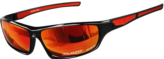 ROI라이프 주야겸용 방풍 변색 스포츠 고글, 레드프레임 레드 편광, 1개