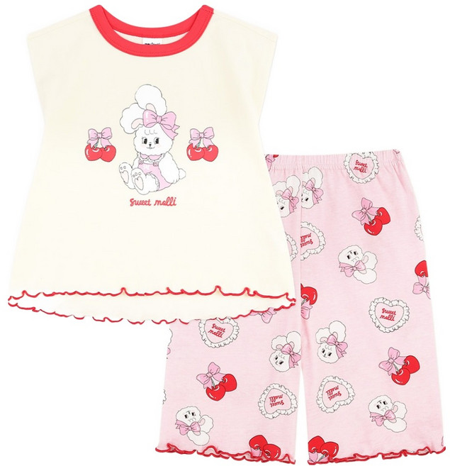 몰리멜리프렌즈 스윗핑크 체리 실내복 상하의 세트