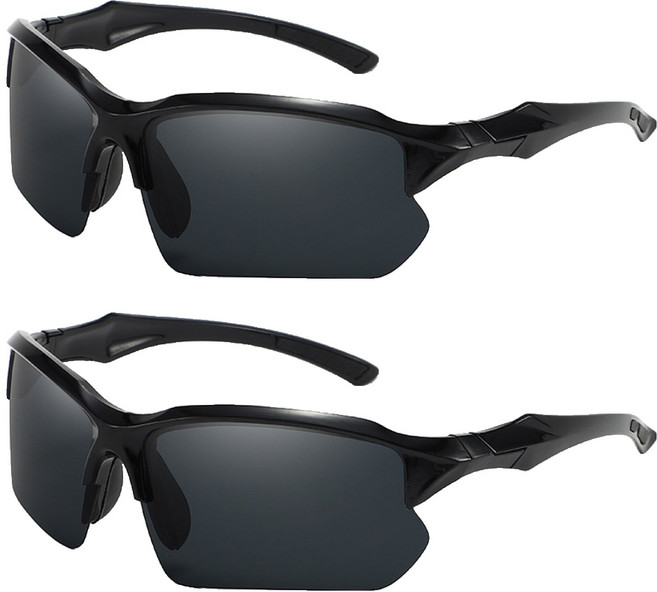 ROI라이프 주야간 야외 사이클링 및 방풍고글, 블랙 그레이렌즈, 2개