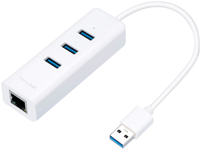 tp-link 3埠USB 3.0家用集線器與 Gigabit USB 網卡 UE330, 白色, 1個