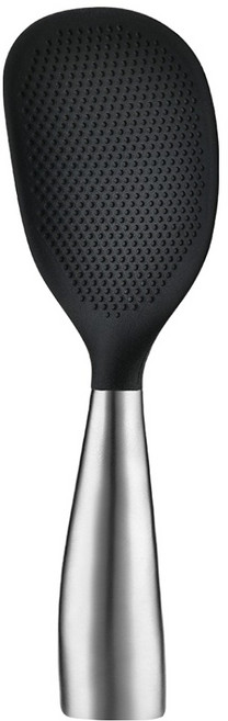 오템 세워지는 실리콘 스테인리스 밥주걱, 01 블랙, 1개