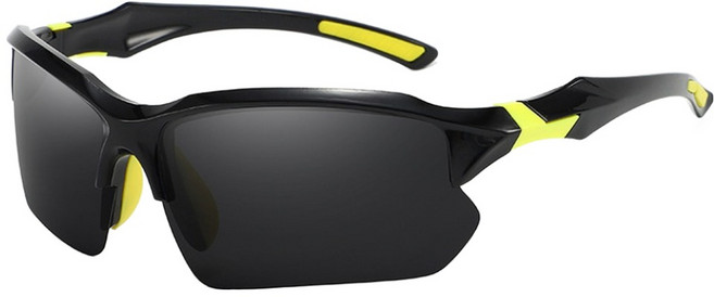 ROI라이프 주야간 야외 사이클링 및 방풍고글, 블랙옐로우 그레이렌즈 편광, 1개