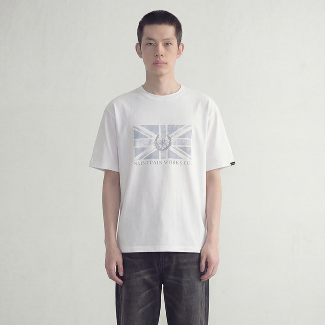 세인트페인 남녀공용 빈티지 유니언 잭 반팔 티셔츠