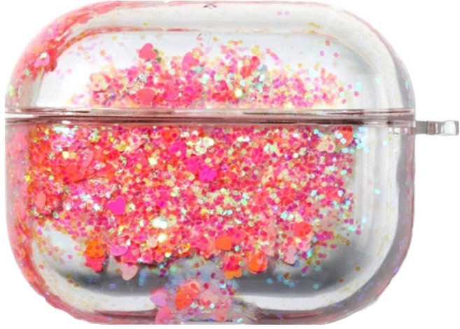 디노로웰 에어팟 프로3 글리터 케이스, 핑크, 1개