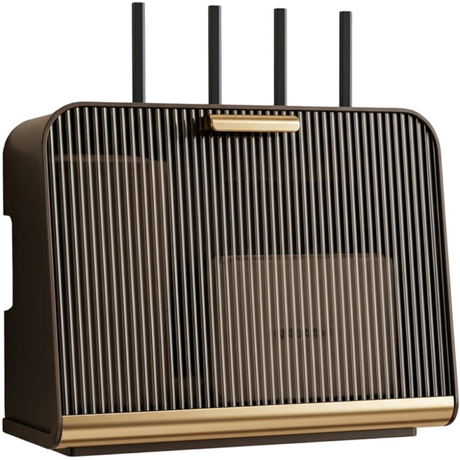 앞날창창 벽걸이 셋톱박스 정리함 L 30 x 12 x 22 cm, 브라운, 1개