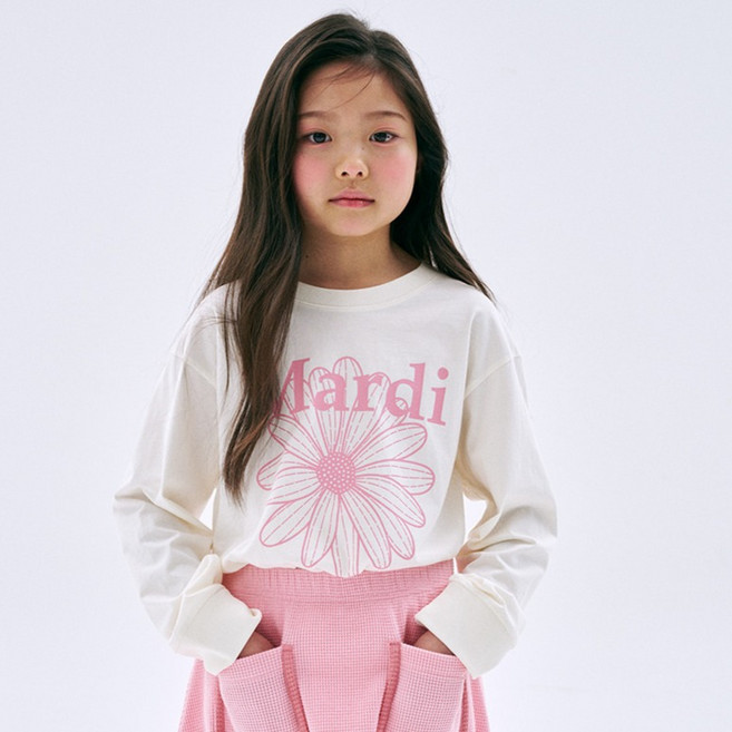 마르디메크르디 아동용 플라워마르디 면 긴팔 티셔츠