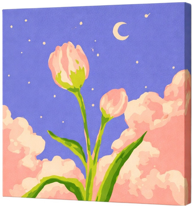 루아즈 DIY 쉬운 그림그리기 세트 20 x 20 cm, 04 퍼플 꽃송이, 1세트