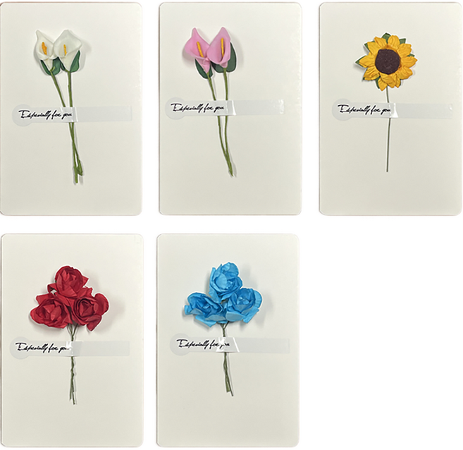 그리뉴얼 플라워 접이식 미니 편지지 5종 세트, 화이트 혼합, 1세트