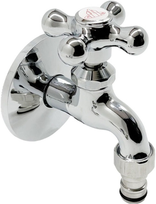 우리수도 크롬 도금 왕분리형 세탁기전용 스텐 수도꼭지 온수 IM-04, 1개