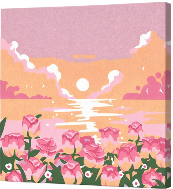 루아즈 DIY 쉬운 그림그리기 세트 20 x 20 cm, 03 핑크빛 노을, 1세트