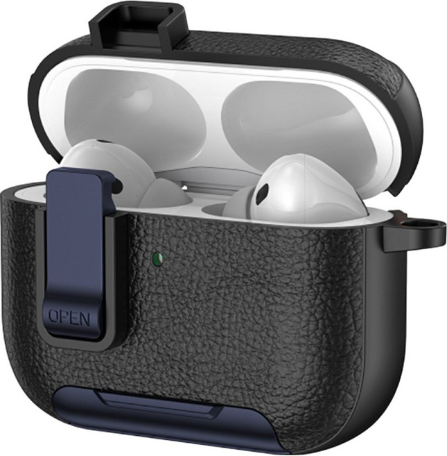 디노로웰 폰 스탠드 잠금 이어폰 케이스, 네이비 + 블랙, 1개, 에어팟 프로 3 세대