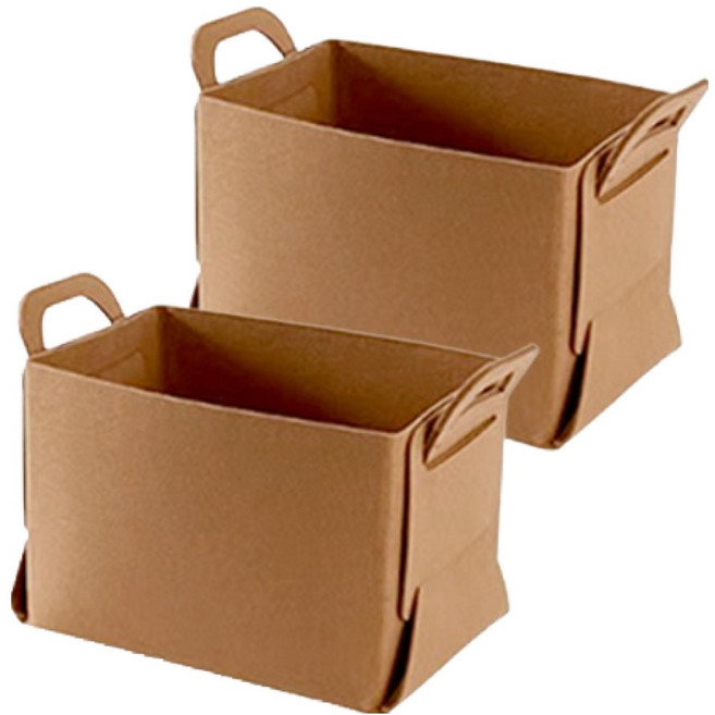 아리코 접이식 펠트 수납 바구니, 브라운, 2개