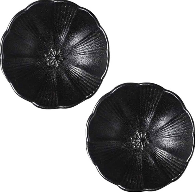 프렌치마르스 플라워 쉐입 도자기 미니 반찬접시 MMM3731, 블랙, 2개