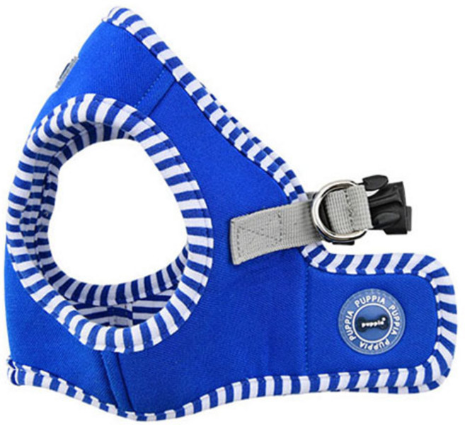 퍼피아 강아지 비비드 스트라이프 조끼형 하네스, 로얄블루, 1개