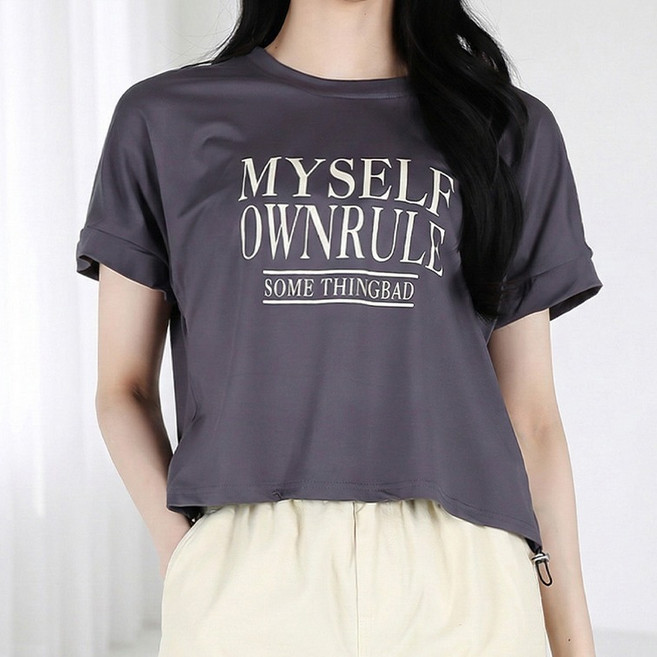 모이르벨라 여성용 레터링 셔링 반팔 티셔츠 O263-0275