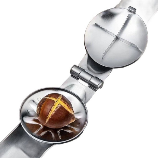 존글로벌 밤가위 밤칼 십자 호두까기 손톱보호구, 실버, 1개