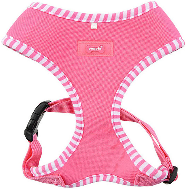 퍼피아 강아지 비비드 스트라이프 사이즈 조절 하네스, 핑크, 1개