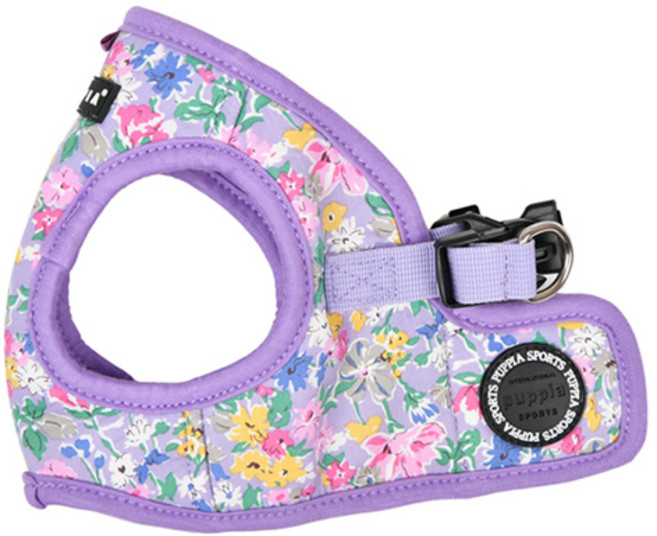 퍼피아 강아지 소형 플로랄 조끼형 하네스, 퍼플, 1개