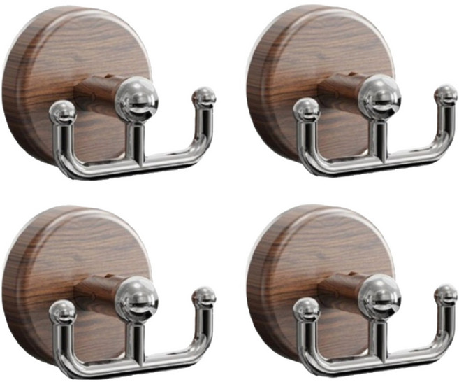 한봄누리 거실 주방 욕실용 벽면 후크 흡착식 걸이, 브라운, 4개