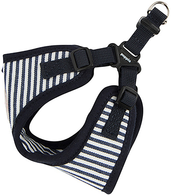 퍼피아 강아지 바비 컴포트 사이즈 조절 하네스, 스트라이프네이비, 1개