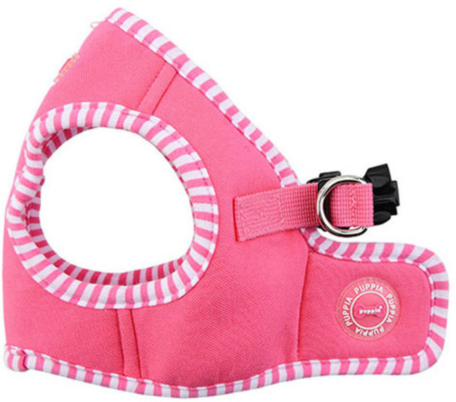 퍼피아 강아지 비비드 스트라이프 조끼형 하네스, 핑크, 1개