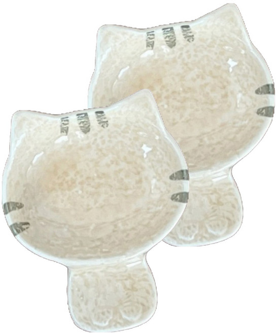 프렌치마르스 고양이얼굴 소스볼 미니종지 겸용 수저받침대 MMM3722, 옐로우, 2개