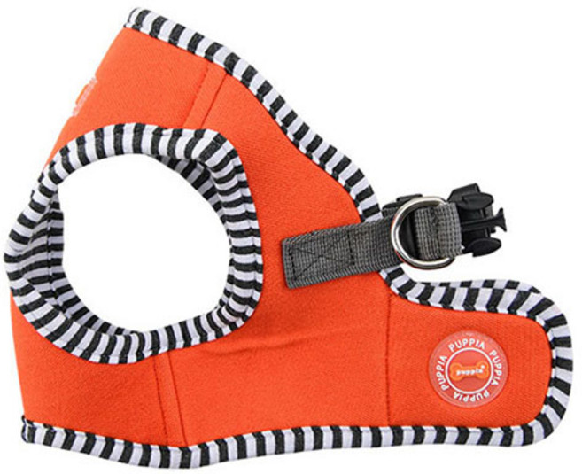 퍼피아 강아지 비비드 스트라이프 조끼형 하네스, 오렌지, 1개