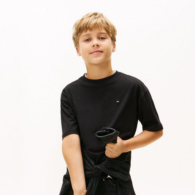 타미힐피거 키즈 에센셜 아카이브핏 크루넥 면 티셔츠