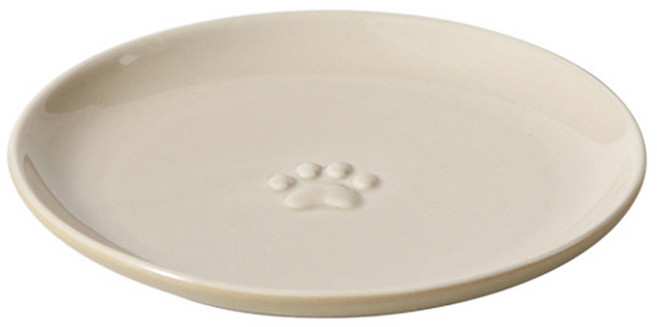 파스텔펫 반려동물 심플 얕은 세라믹 식기 FREE, 베이지, 1개