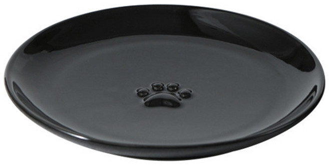 파스텔펫 반려동물 심플 얕은 세라믹 식기 FREE, 블랙, 1개