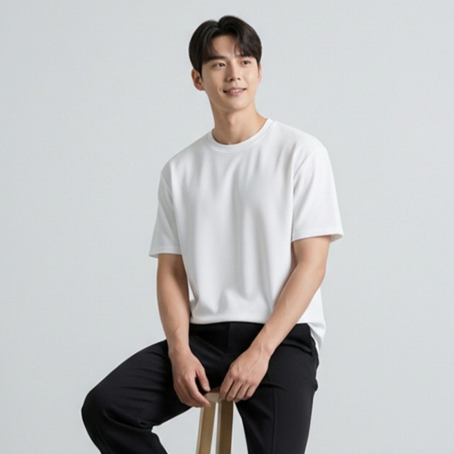 레이먼 남성용 시스 엠보 반팔 티셔츠