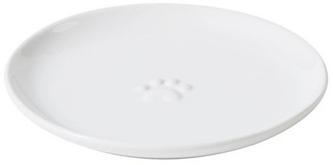 파스텔펫 반려동물 심플 얕은 세라믹 식기 FREE, 화이트, 1개