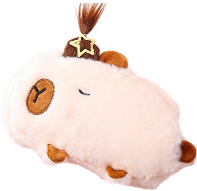 다다랜드 카피바라 잠꾸러기 봉제 필통, 베이지, 1개