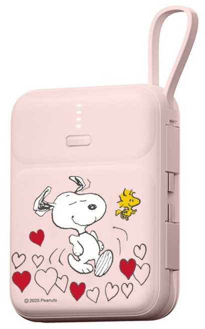 PEANUTS 史努比 PD快充 雙線Q寶行動電源 10000mAh Type-C + USB-A, 愛心款, PSN-146B
