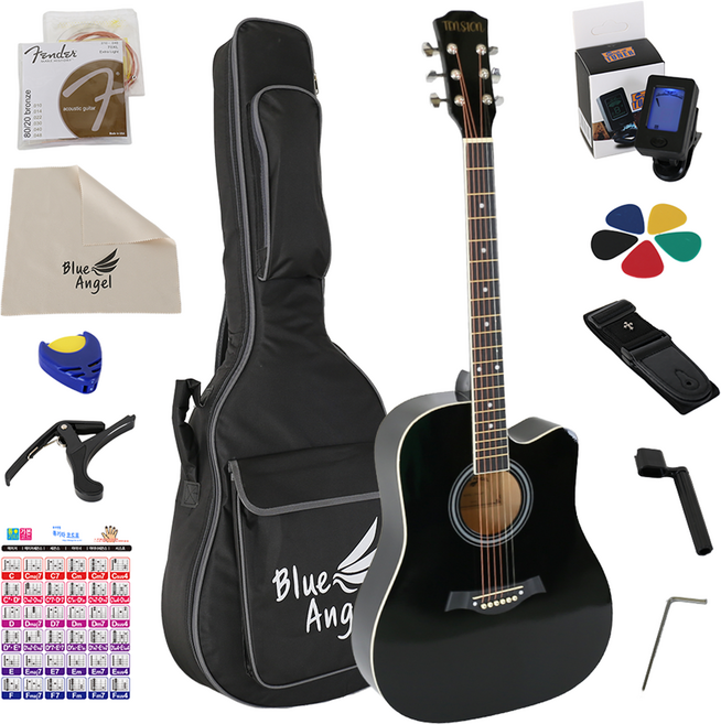 블루엔젤 텐션 41인치 통기타, 블랙, 1세트, BT-01