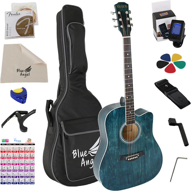 블루엔젤 텐션 41인치 통기타, 라이트블루, 1세트, BT-01