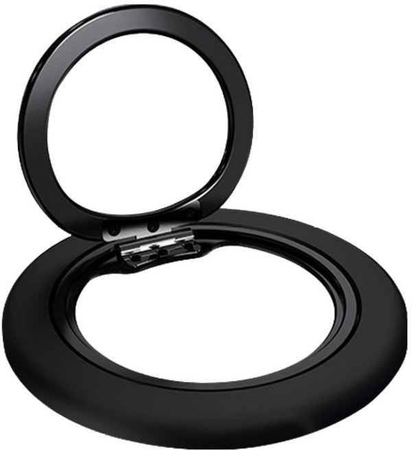 더조은셀러 맥세이프 360도 회전 2in1 슬림 클릭락 그립 스탠링 거치대, 블랙, 1개