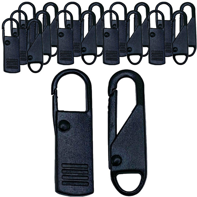 하임베르 원터치 지퍼 교체 셀프 수리 미끄럼방지형 10p + 고리형 10p 세트, 블랙, 1세트