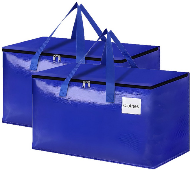 대용량 다용도 이불 의류 수납 정리 접이식 방수 이사가방, 2개, 블루
