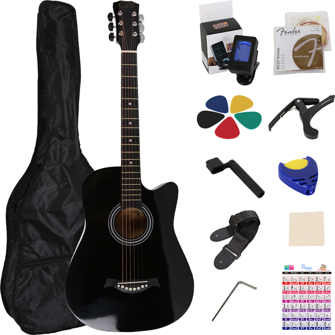 블루엔젤 GRIT 입문용 통기타, 블랙, 1세트, BA-01