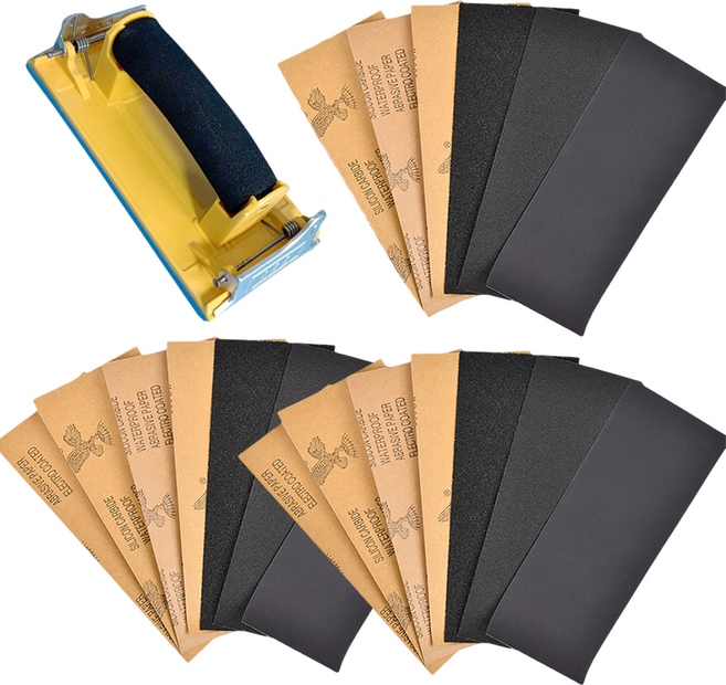 밝은리빙 종이 샌드 사포 20종 + 핸드사포 세트 블랙, 1세트