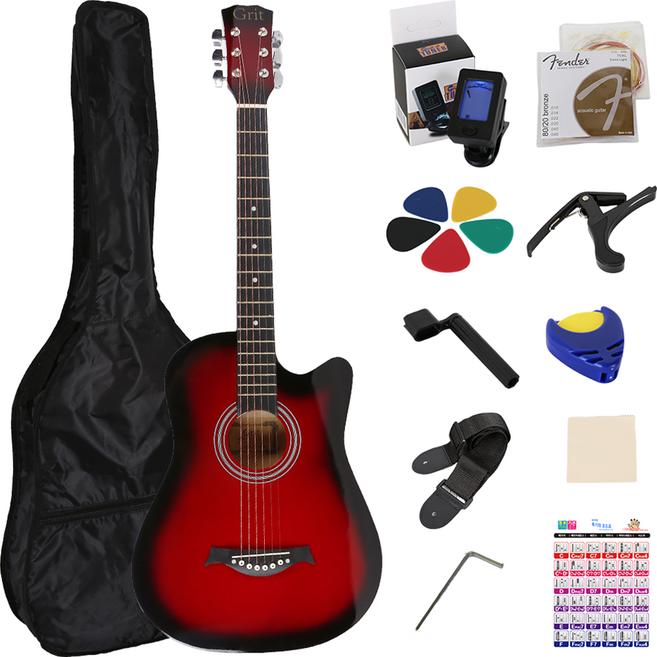 블루엔젤 GRIT 입문용 통기타, 레드와인, 1세트, BA-01