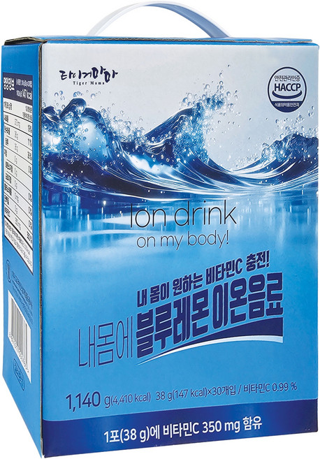 타이거마마 내몸에 블루레몬 이온음료, 30개, 38g