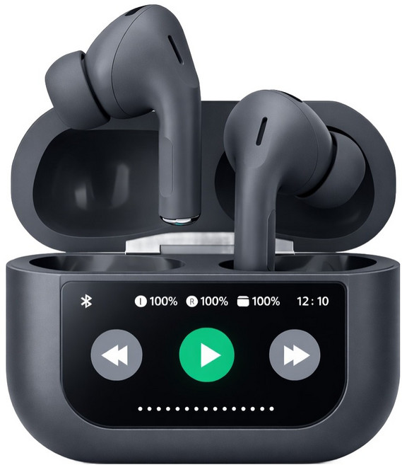 이어맥 PANTONE ANC 노이즈캔슬링 터치스크린 오토 페어링 C타입 충전 무선 블루투스 6.0 이어폰, 그레이, BT350A